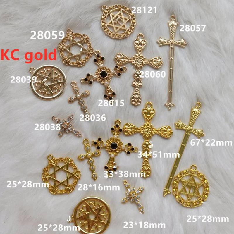 5pcs Diamond Pearl Cross Star Pendant Baroque DIY Accessories