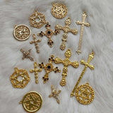 5pcs Diamond Pearl Cross Star Pendant Baroque DIY Accessories