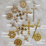 5pcs Diamond Pearl Cross Star Pendant Baroque DIY Accessories