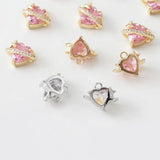 2PCS Star Heart Zircon Pendant Charms 14k Plated 11*13mm