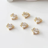 2PCS Star Heart Zircon Pendant Charms 14k Plated 11*13mm