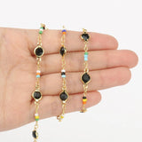 1m Stainless Steel Evil Eye Daisy Chains Crystal Beads Necklace Bracelets DIY