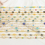1m Stainless Steel Evil Eye Daisy Chains Crystal Beads Necklace Bracelets DIY