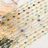 1m Stainless Steel Evil Eye Daisy Chains Crystal Beads Necklace Bracelets DIY