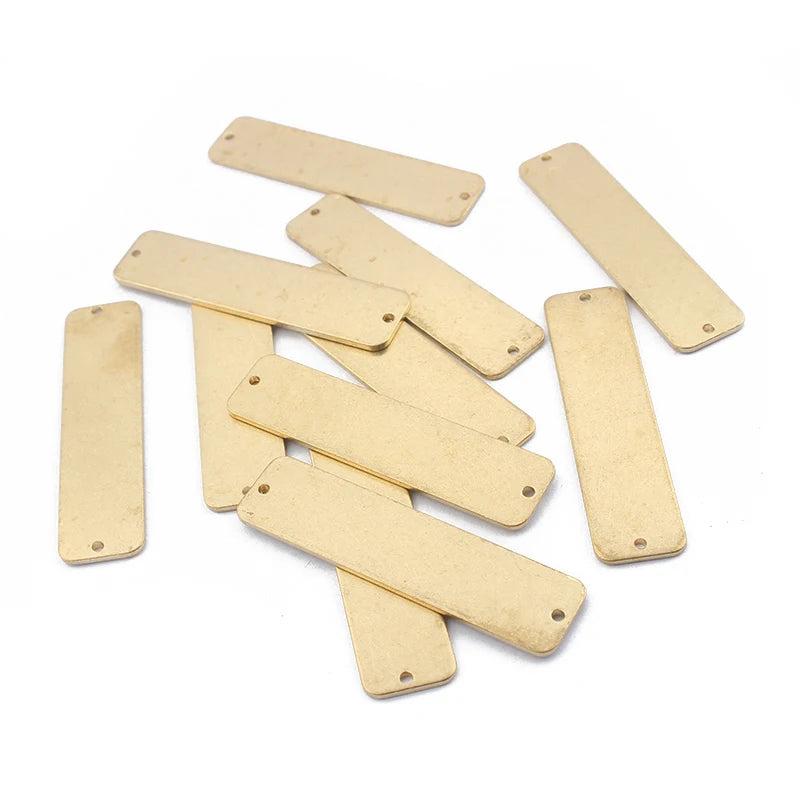 10pcs Raw Brass Rectangle Bar Pendant Charms for DIY Bracelet Necklace