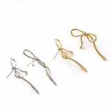 2PCS Bow Ear Studs Silver Needle 14k Plated DIY Earrings