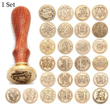 A-Z Wax Seal Stamp Vintage Brass Wooden Handle Alphabet Initial Wax Classic