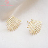 4PCS 20x21.5MM 24K Brass Leaf Stud Earrings DIY Jewelry Findings