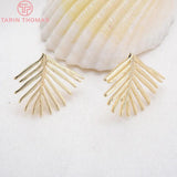 4PCS 20x21.5MM 24K Brass Leaf Stud Earrings DIY Jewelry Findings