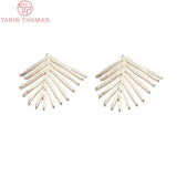 4PCS 20x21.5MM 24K Brass Leaf Stud Earrings DIY Jewelry Findings