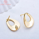 10PCS 12x17MM 24K Plated Brass Hollow Drop Stud Earrings