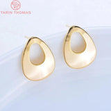 10PCS 12x17MM 24K Plated Brass Hollow Drop Stud Earrings