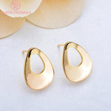 10PCS 12x17MM 24K Plated Brass Hollow Drop Stud Earrings