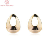 10PCS 12x17MM 24K Plated Brass Hollow Drop Stud Earrings