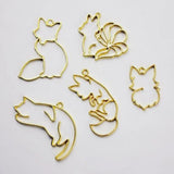 11pcs Fox Cat Metal Frame Pendant Bezel Setting UV Resin Charm Jewelry Casting