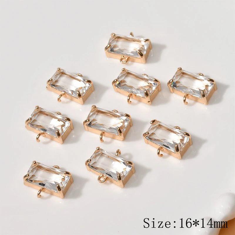 4PCS Women's Rhinestone Pendant Charms 14k Plated DIY Jewelry Making