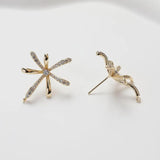 2PCS Fireworks Shape Ear Studs 14k Plated Brass DIY Earrings Supplies 22*28mm