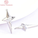 4PCS 17.5x30MM 24K Brass Zircon Star Charms Pendants DIY Jewelry Findings