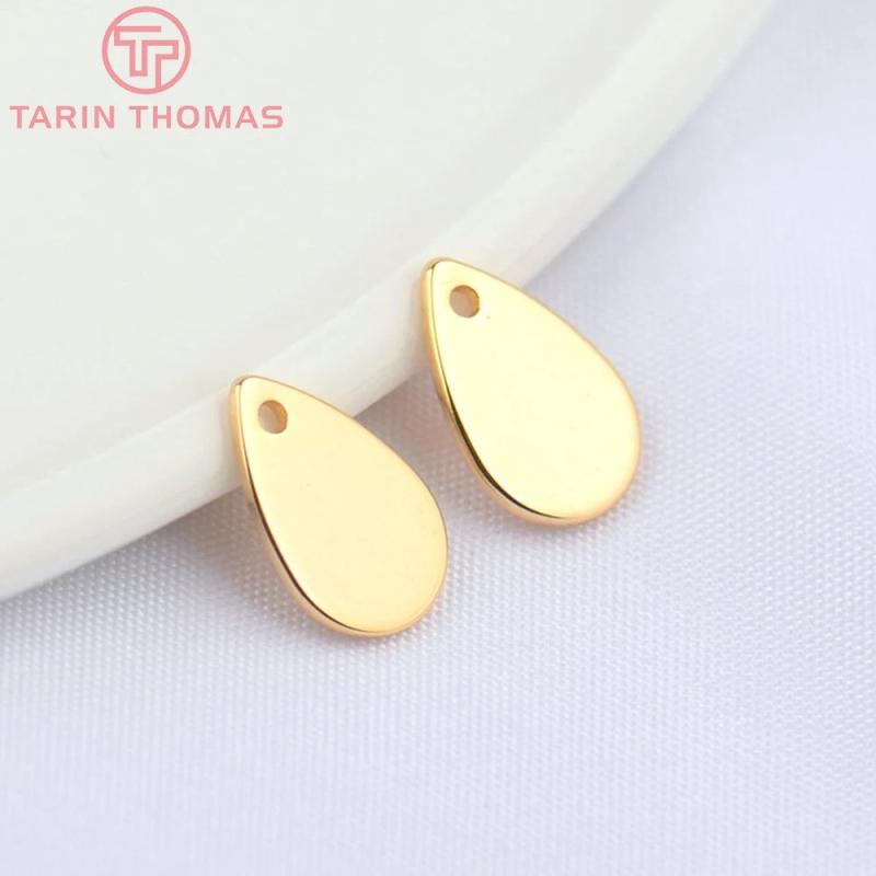20PCS 6x9MM 24K Brass Water Droplets Charms Pendants DIY Jewelry Making