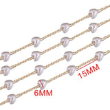 2M Stainless Steel 6mm Heart Pearl Eyeglasses Women Necklace Chain Jewelry