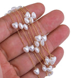 2M Stainless Steel 6mm Heart Pearl Eyeglasses Women Necklace Chain Jewelry