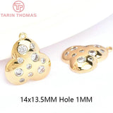 4PCS 14x13.5MM Brass Zircon Oval Rhombus Charms Pendants DIY Jewelry Findings