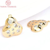 4PCS 14x13.5MM Brass Zircon Oval Rhombus Charms Pendants DIY Jewelry Findings