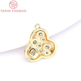 4PCS 14x13.5MM Brass Zircon Oval Rhombus Charms Pendants DIY Jewelry Findings