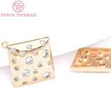4PCS 14x13.5MM Brass Zircon Oval Rhombus Charms Pendants DIY Jewelry Findings