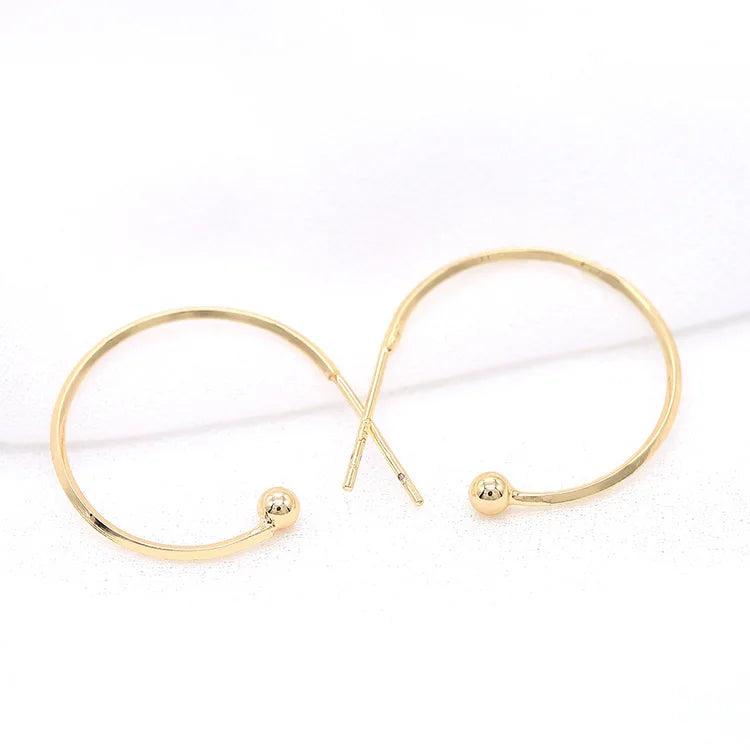 6PCS 14K Plated 20MM Hoop Earrings Hook Brass Earring Findings