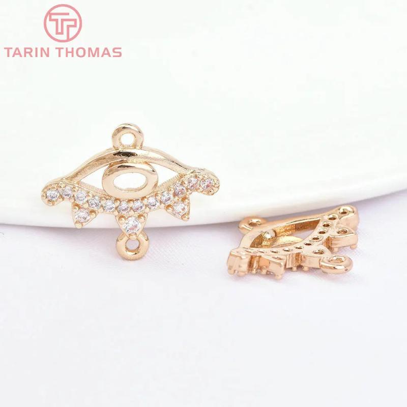 6PCS 17x13.5MM 24K Brass Eye Charms Pendants