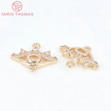 6PCS 17x13.5MM 24K Brass Eye Charms Pendants