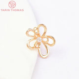 4PCS Brass Zircon Flower Stud Earrings DIY Jewelry Findings