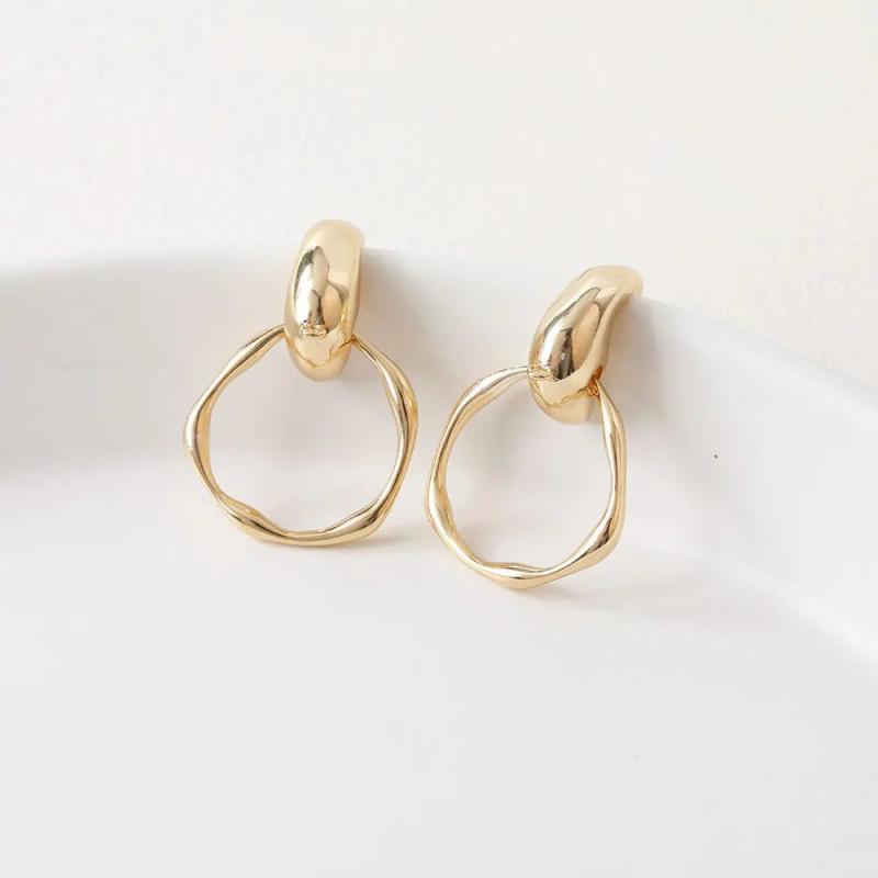2PCS 14k Plated Studs Earrings DIY Jewelry Findings Hand Brass Accessories