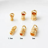 20Pcs 18K Plated Brass Crimp End Caps for DIY Leather Cord Bracelet