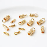 20Pcs 18K Plated Brass Crimp End Caps for DIY Leather Cord Bracelet