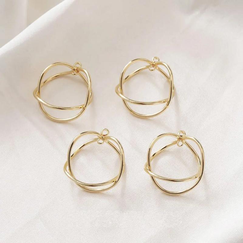 4PCS Double Circle Eardrop Pendant Charms For Jewelry Findings