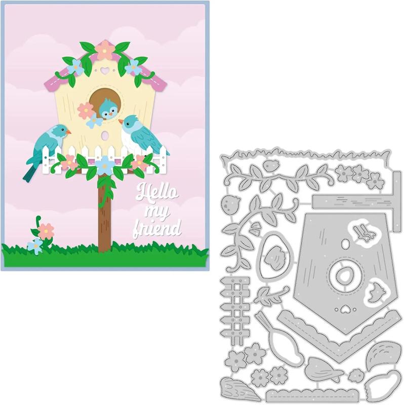 Bird House Pattern Metal Cutting Dies for Crafts Scrapbook Album Card Making