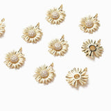 4pcs 14K Plated Chrysanthemum Earrings with Zircon DIY Jewelry Findings