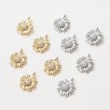 4pcs 14K Plated Chrysanthemum Earrings with Zircon DIY Jewelry Findings