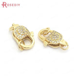 2PCS 10x17MM 24K Brass Zircon Connect Clasps Jewelry DIY