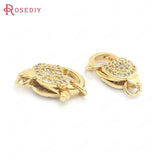 2PCS 10x17MM 24K Brass Zircon Connect Clasps Jewelry DIY