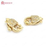 2PCS 10x17MM 24K Brass Zircon Connect Clasps Jewelry DIY