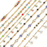 1M Copper Evil Eye Chain Star Drop Oil Wire Wrapped Rosary Necklace