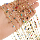 1M Copper Evil Eye Chain Star Drop Oil Wire Wrapped Rosary Necklace