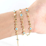 1M Copper Evil Eye Chain Star Drop Oil Wire Wrapped Rosary Necklace