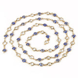 1M Copper Evil Eye Chain Star Drop Oil Wire Wrapped Rosary Necklace