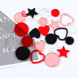 20PCS Acrylic Heart Round Pentagram Charms Pendant for Earring Jewelry Making
