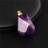 Faceted Stone Perfume Bottle Pendant - Reiki Essential Oil Diffuser