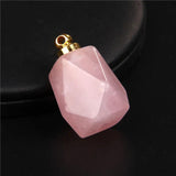 Faceted Stone Perfume Bottle Pendant - Reiki Essential Oil Diffuser